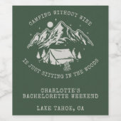 Camping Bachelorette Party Eenvoudig Modern Sparkl Wijn Etiket (Enkel label)