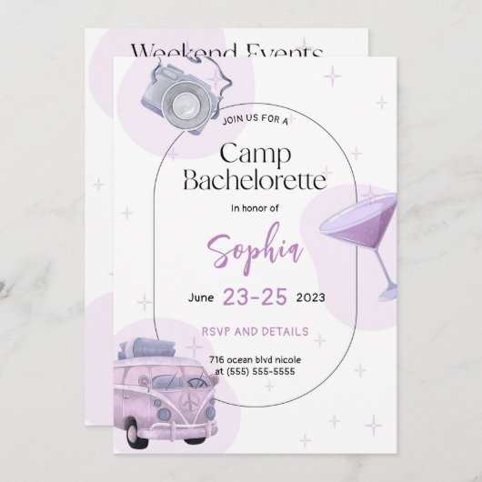 Camping Bachelorette Party Invitation Card (Devant / Derrière)