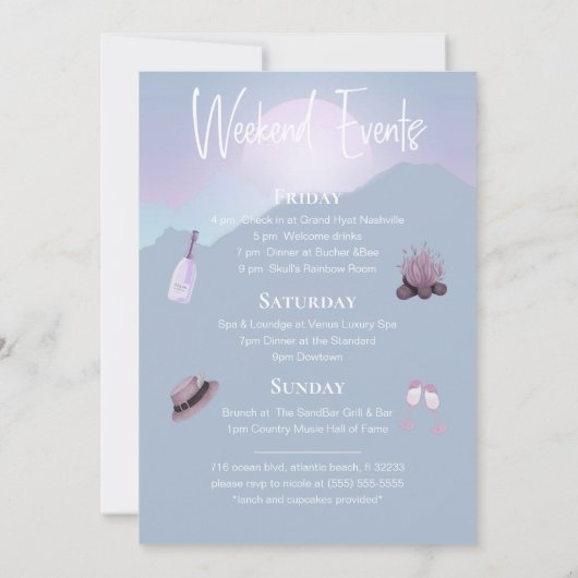 Camping Bachelorette Party Week-end Invitation (Dos)