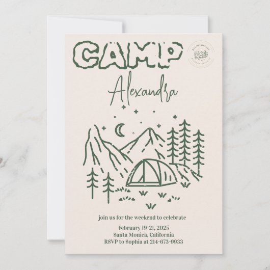 Camping Bachelorette Weekend Route Kaart (Voorkant)