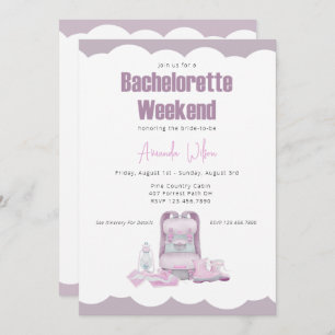 Camping Backpack Bachelorette Party Invitation Kaart