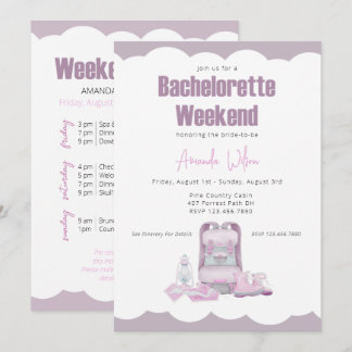 Camping Backpack Bachelorette Party Invitation Kaart