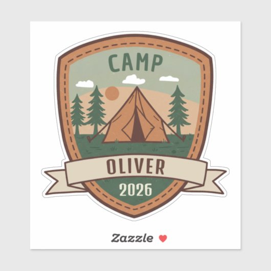 Camping Badge Gepersonaliseerd Sticker (Vel)