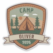 Camping Badge Gepersonaliseerd Sticker (Voorkant)
