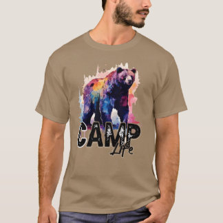 Camping Bear Summer Camp Quote Camping Des boy T-shirt