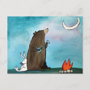 Camping Beer Whimsical Storybook Art Briefkaart