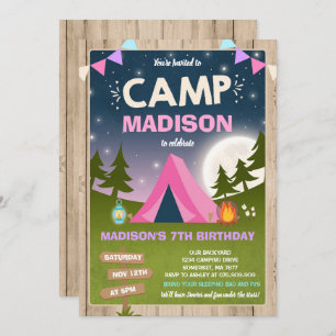 Camping Birthday Invitation Camp Out Party Kaart