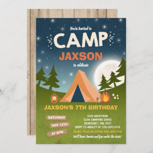 Camping Birthday Invitation Camp Out Party Kaart