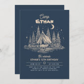 Camping Birthday Invitation Kaart (Voorkant / Achterkant)