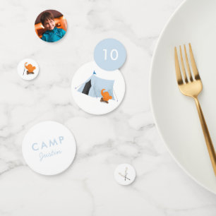 Camping Birthday Party Blue Tent Photo Confetti