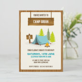 Camping Birthday Party Invitation - Boy Kaart (Staand voorkant)