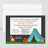 Camping Birthday Party Invitation Kaart (Voorkant / Achterkant)