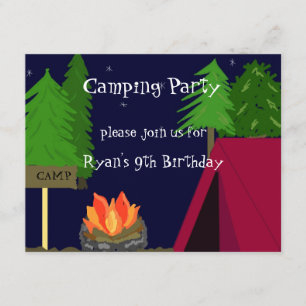 Camping Birthday Party Invitation Kaart