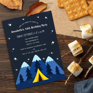Camping Birthday Party Invitation Kaart