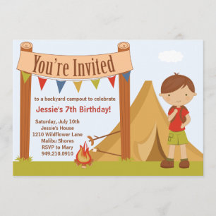 Camping Birthday Party Invitation Kaart