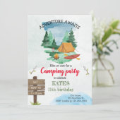 Camping Birthday Party Invitation Kaart (Staand voorkant)
