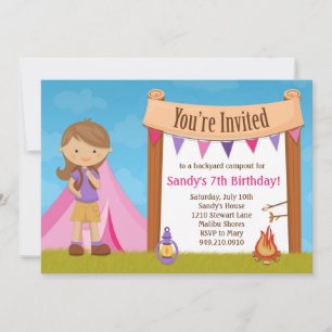 Camping Birthday Party Invitation Kaart