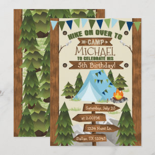 Camping Birthday Party Invite Boy Kaart