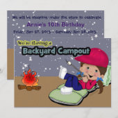 Camping Birthday Party-kaarten Kaart (Voorkant / Achterkant)