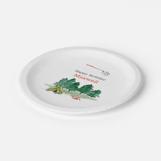 Camping Birthday Party Papieren Bordje (Gekanteld)