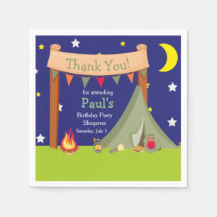 Camping Birthday Party Sleepover Khaki Green Servet