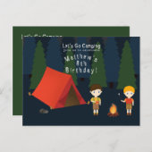 Camping Birthday Party Uitnodiging Briefkaart (Voorkant / Achterkant)