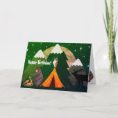 Camping Birthday (Tent en Forest Animals) Kaart (Voorkant)