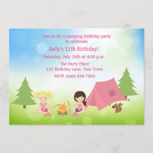 Camping Birthday voor meisjes Kaart