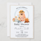 Camping Bonfire Bear Baby Shower Invitation (Devant)