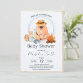 Camping Bonfire Bear Baby Shower Invitation (Debout devant)
