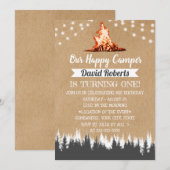 Camping Bonfire Happy Camper Rustic Kraft Birthday Kaart (Voorkant / Achterkant)