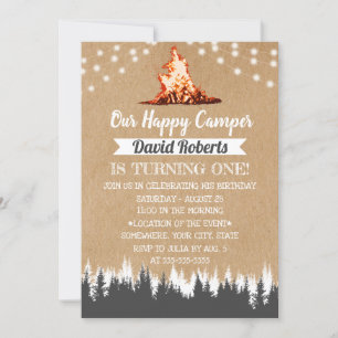Camping Bonfire Happy Camper Rustic Kraft Birthday Kaart