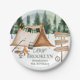 Camping Bonfire S'mores Verjaardag Outdoor Papieren Bordje