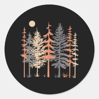 Camping boomscène Bos wandelen trendy Ronde Sticker