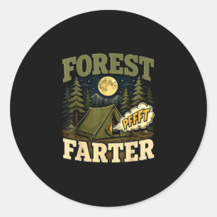 Camping bos fartende tent humor ronde sticker