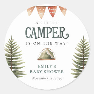 Camping Bos Waterverf Baby shower Ronde Sticker