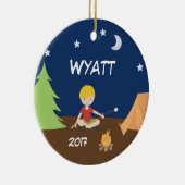 Camping Boy Camper Night Sky Tent Ornament Blonde (Rechts)