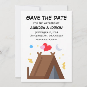 camping bruiloft save the date kaarten