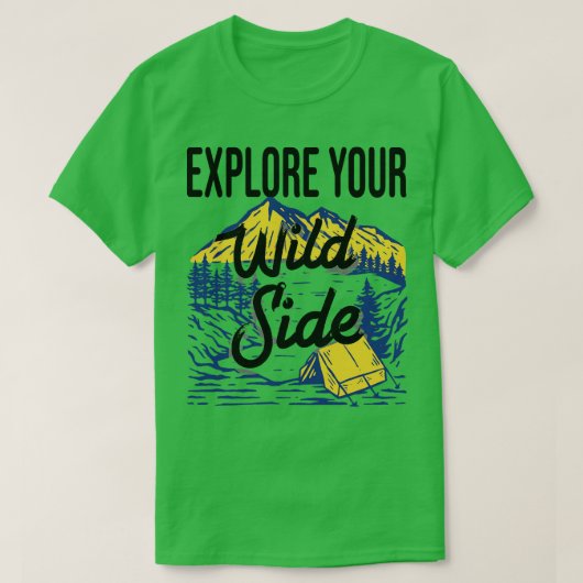 Camping Buiten Slogan  T-shirt (Design voorkant)