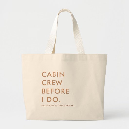 Camping Camp Earthy Bachelorette Feestgeschenk Grote Tote Bag (Voorkant)