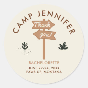 Camping Camp Earthy Bachelorette Party Dank u Ronde Sticker