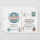 CAMPING Camp Out BIRTHDAY PARTIJ jongens nodigen m Kaart (Voorkant)