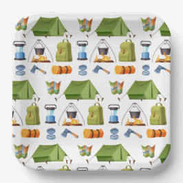 Camping Camp Tent Verjaardagsfeest Papieren Bordje