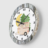 Camping Camper dessin animé horloge murale (Angle)