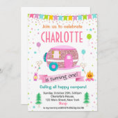 Camping Camper en plein air Invitation d'anniversa (Devant / Derrière)