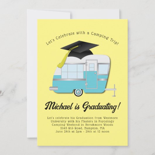 Camping Camper Graduation Party Invitation (Devant)