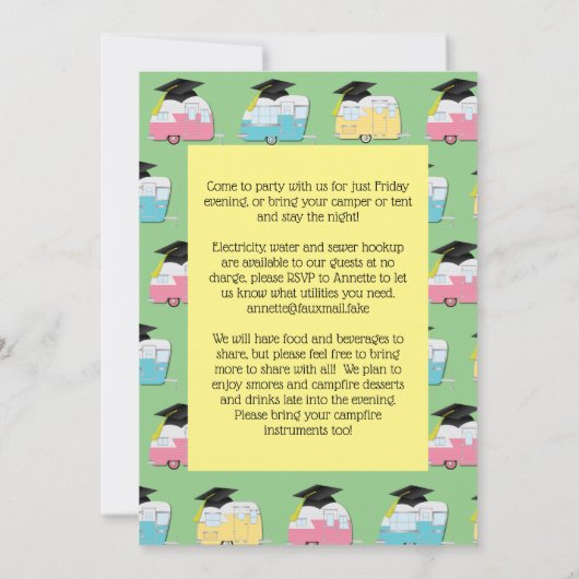 Camping Camper Graduation Party Invitation (Dos)