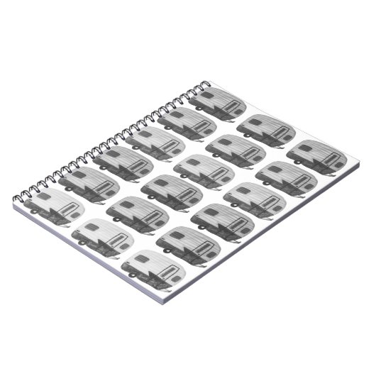 Camping Camper RV Trailer Black White Notitieboek (Linkerzijde)