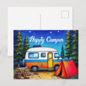 Camping Campervan Waterverf Natuur Feestdagenkaart (Voorkant / Achterkant)