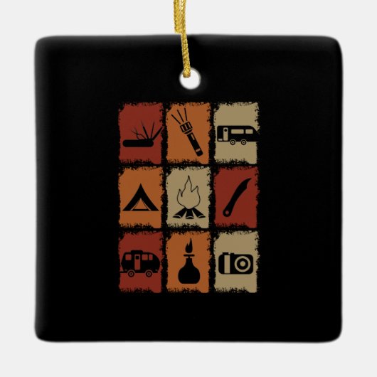 Camping - Camping Stuff Retro Keramisch Ornament (Voorkant)